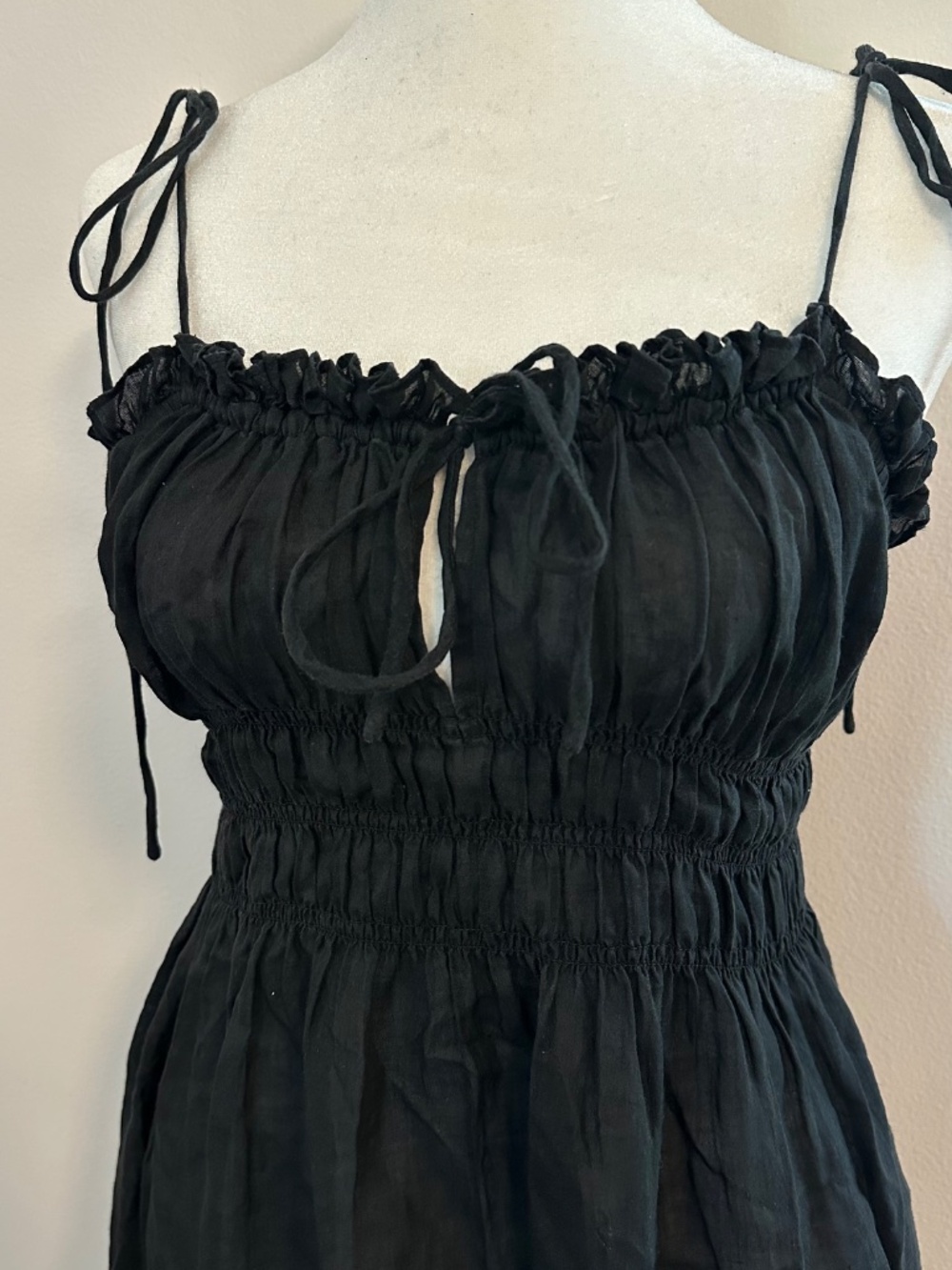 Doên Black Maxi Dress 100% Ramie - Picture 2 of 5